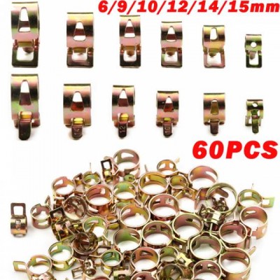 60 Pcs Spring Type Action Vacuum Hose Pipe Clamp Low Pressure Air Clip Clamp 6mm 9mm 10mm 12mm 14mm 15mm